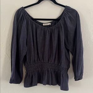 Marine Layer Charcoal Blouse with Smocked Waist Size Medium